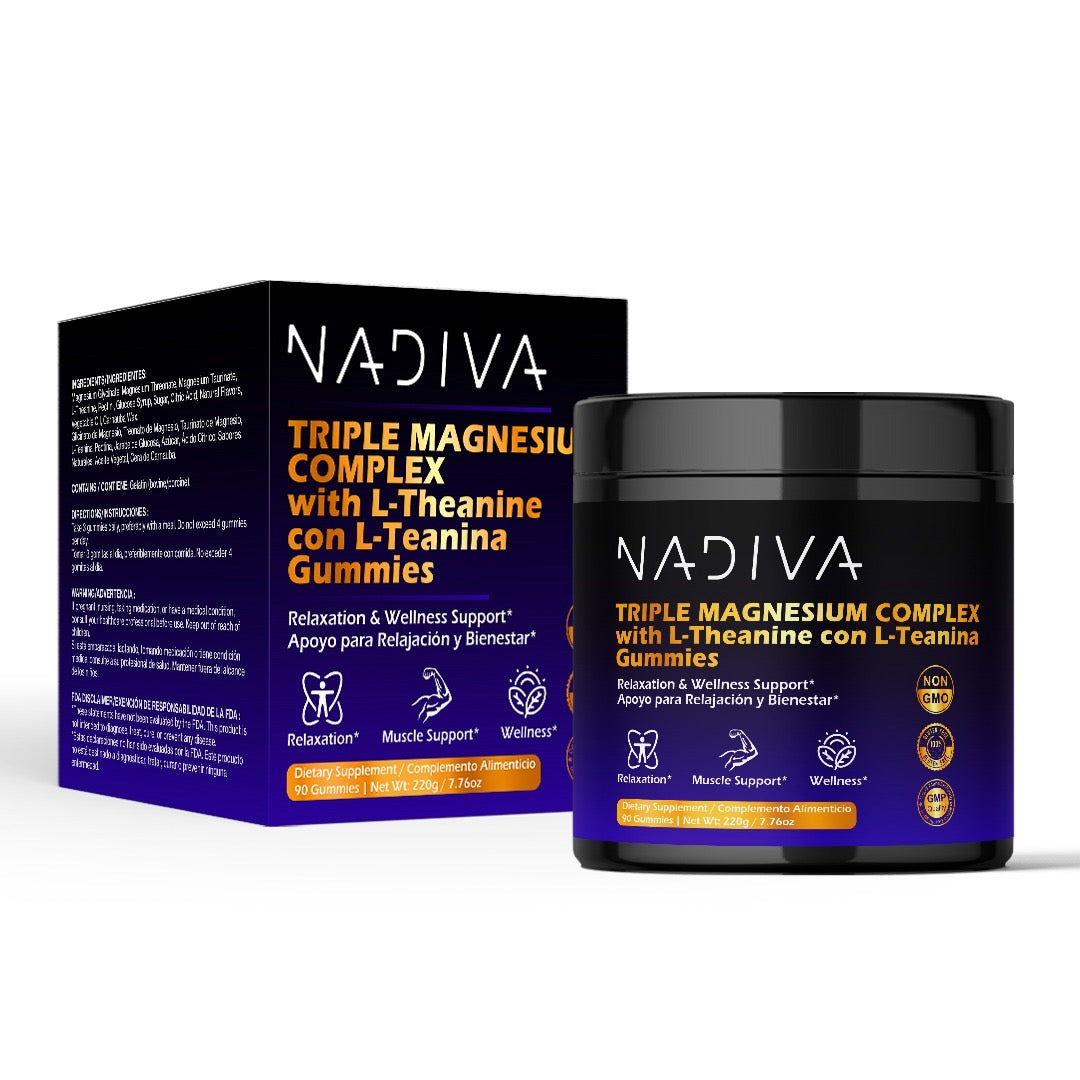 Gomitas de magnesio NADIVA Calm | Triple magnesio + L-teanina | Sueño y estrés