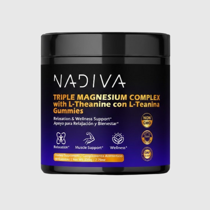 Gomitas de magnesio NADIVA Calm | Triple magnesio + L-teanina | Sueño y estrés