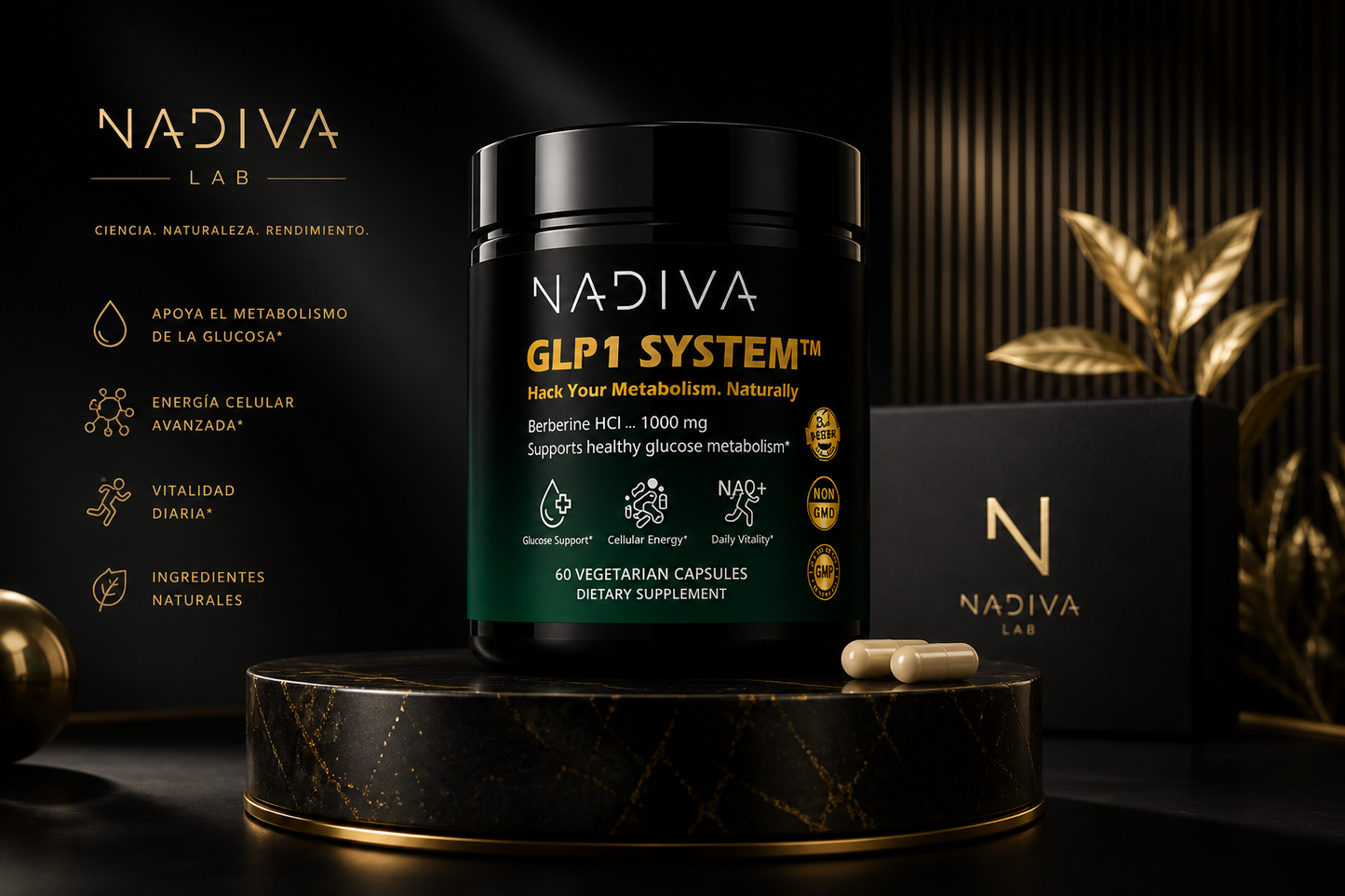 NADIVA Berberine NAD+ GLP-1 Activator | Natural Ozempic Alternative | Metabolic Support |GLP-1 System