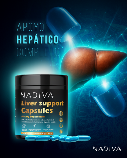 Cápsulas NADIVA para el Apoyo Hepático | Limpieza Hepática | Desintoxicación Sin Problemas | Cápsulas Veganas 28 en 1 