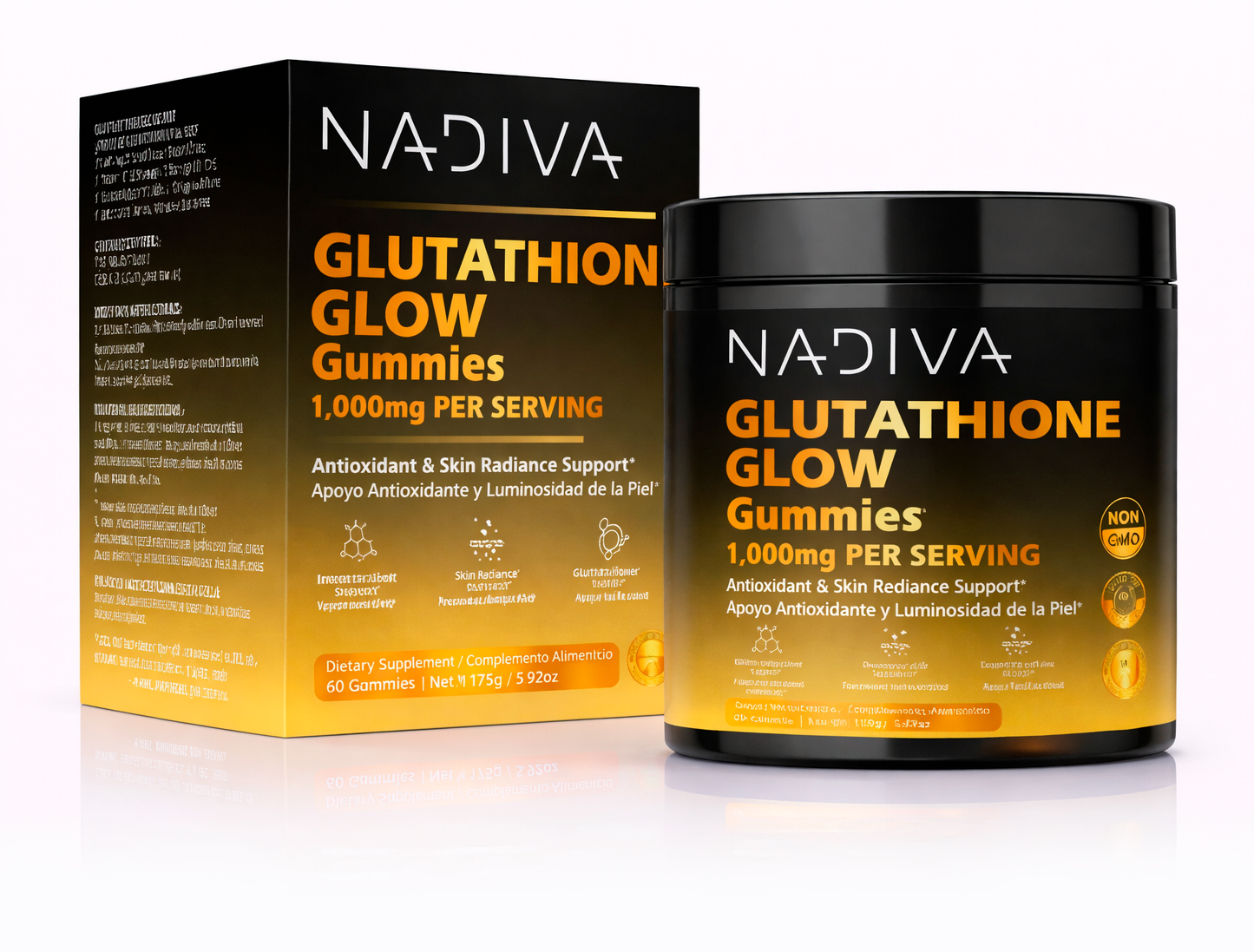 NADIVA Glutathione Glow Gummies | Skin radiance | Liver detox | Think More Clearly | 60 gummies