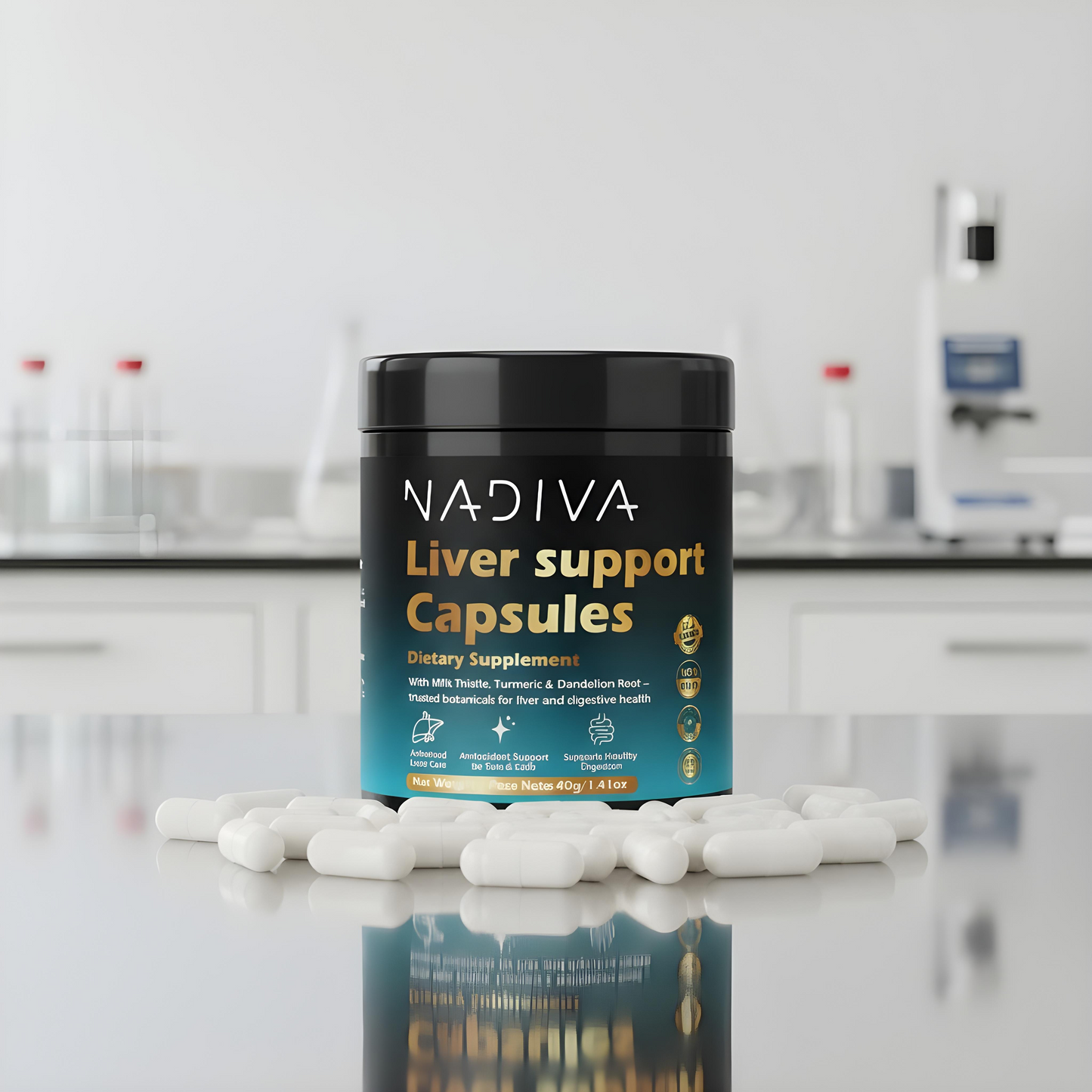 Cápsulas NADIVA para el Apoyo Hepático | Limpieza Hepática | Desintoxicación Sin Problemas | Cápsulas Veganas 28 en 1 